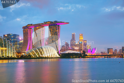 Image of Singapore financial district with Marina Bay Sands