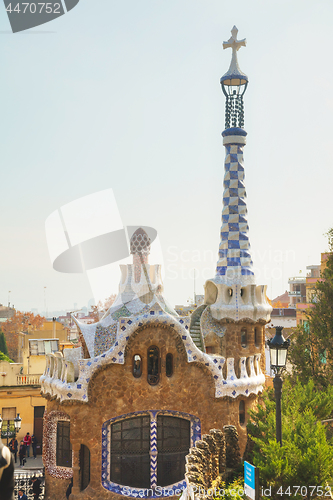 Image of Overview of the entrance to park Guell 