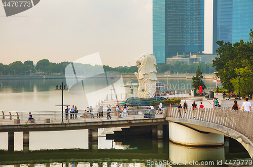 Image of Overview of the marina bay with the Merlion