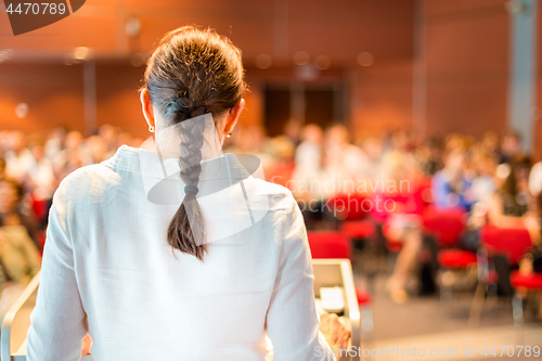 Image of Female academic professor lecturing at faculty.