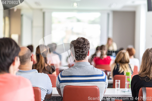 Image of Academic presentation in lecture hall at university.