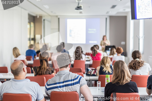 Image of Academic presentation in lecture hall at university.