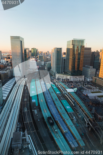 Image of view of railway station in tokyo city in japan