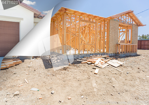 Image of House Construction Framing with Page Corner Flipping to Complete