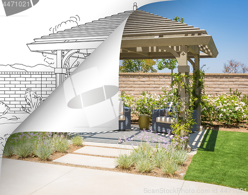 Image of Completed Pergola Photo with Page Flipping to Drawing Behind
