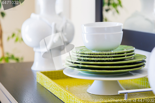 Image of Apple Green Accents Decorative Dining Abstract in Home