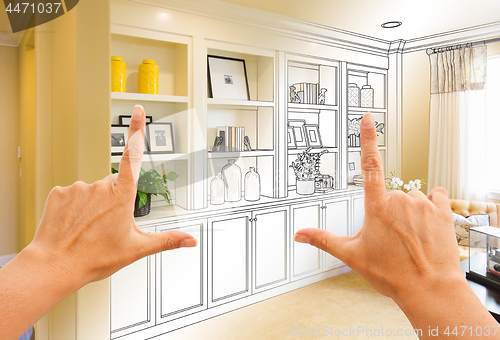 Image of Hands Framing Custom Built-in Shelves and Cabinets Design Drawin