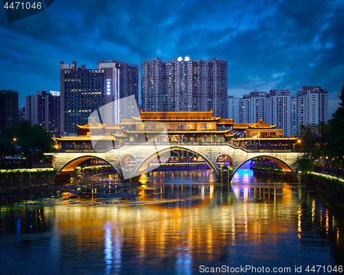 Image of Anshun bridge at night, Chengdu, China