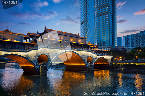 Image of Anshun bridge at night, Chengdu, China