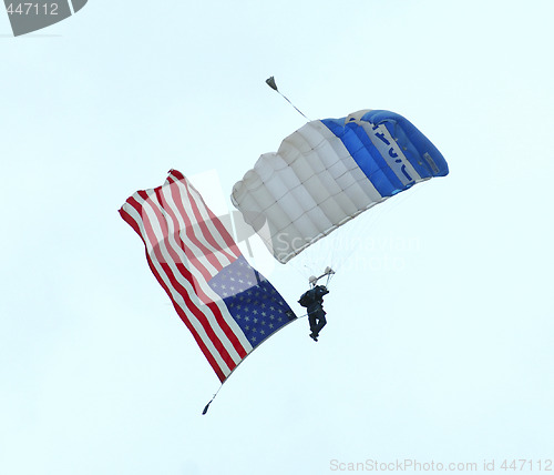 Image of Skydiver with US flag