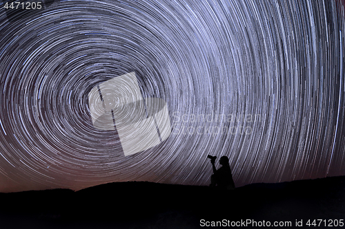 Image of Bright Star Trails in Big Bear, California at Night