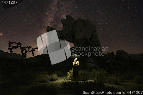 Image of Girl Light Painted Under the Milky Way