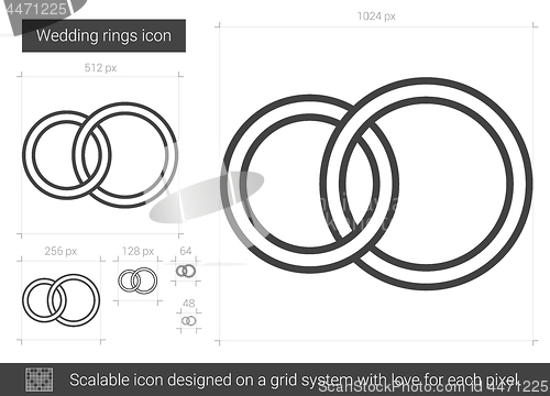 Image of Wedding rings line icon.