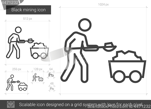 Image of Black mining line icon.