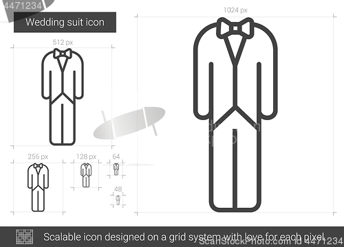 Image of Wedding suit line icon.