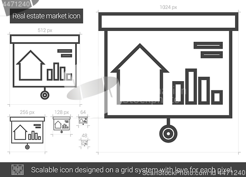 Image of Real estate market line icon.