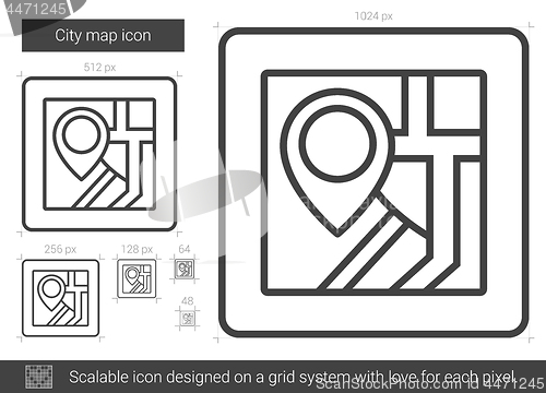 Image of City map line icon.
