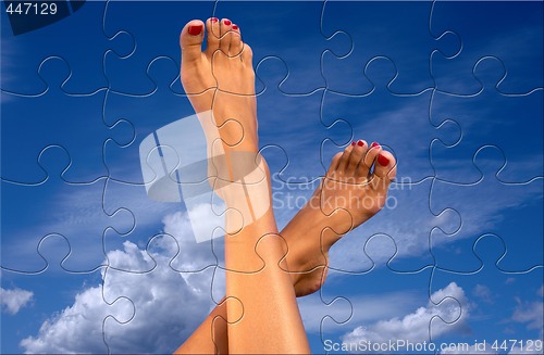 Image of legs over sky puzzle