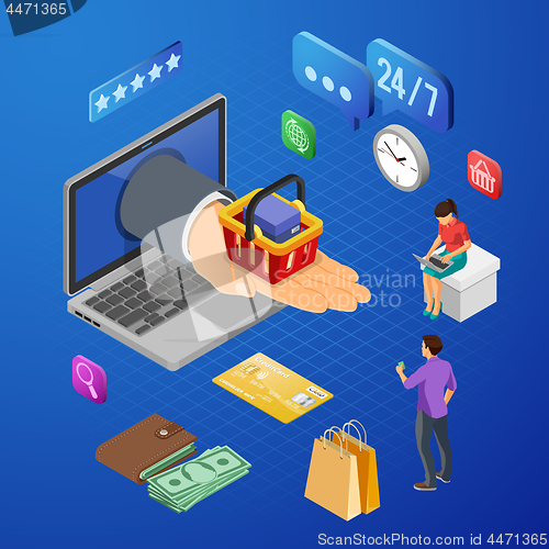 Image of Internet Shopping Online Payments Isometric Concept