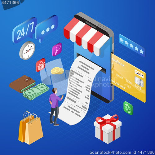 Image of Internet Shopping Online Payments Isometric Concept