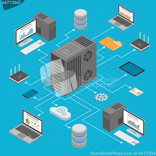 Image of Data Network Technology Isometric