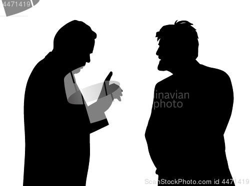 Image of Two businessmen talking about a business plan or problems