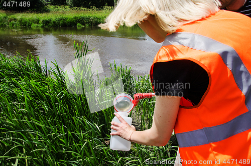 Image of Take samples of water for laboratory testing. The concept - anal