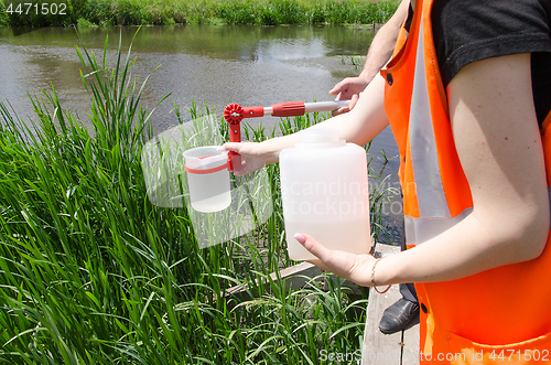 Image of Take samples of water for laboratory testing. The concept - anal