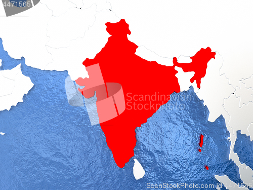 Image of India on globe