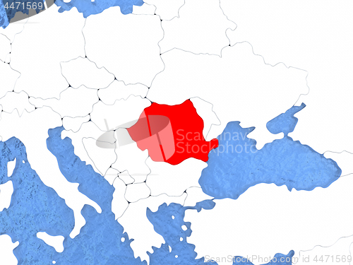 Image of Romania on globe