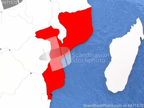 Image of Mozambique on globe