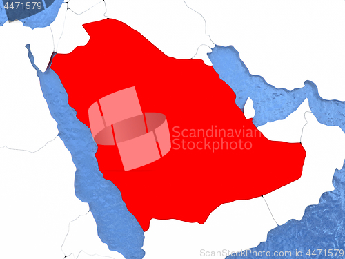 Image of Saudi Arabia on globe