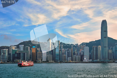 Image of Junk boat in Hong Kong Victoria Harbour