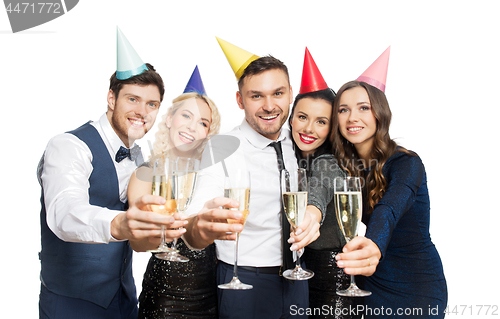 Image of friends with champagne glasses at birthday party