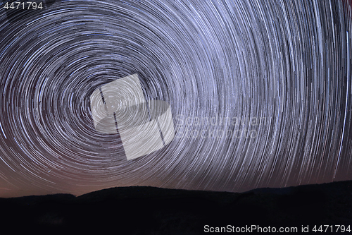 Image of Bright Star Trails in Big Bear, California at Night