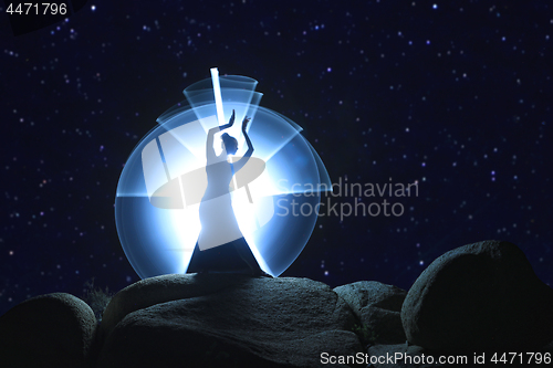 Image of Unique Light Painted Imagery With Light Wand and Stars