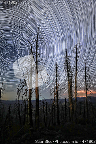 Image of Bright Star Trails in Big Bear, California at Night