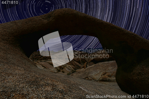 Image of Light Painted Landscape of Camping and Stars