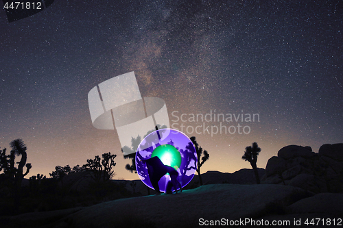 Image of Girl Light Painted Under the Milky Way