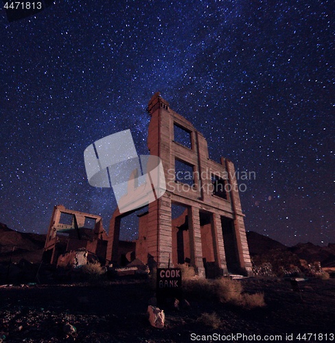 Image of Cooks Bank in Death Valley, Rholite USA With Milky Way Core