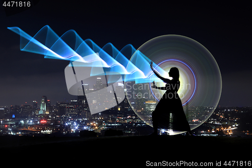 Image of Colorful Long Exposure Image of a Woman