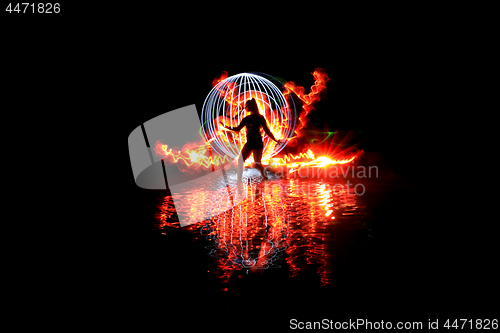 Image of Night Time Light Painted Imagery With Color and Fire