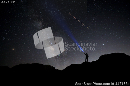 Image of Night Sky With With the Persaids Meteors