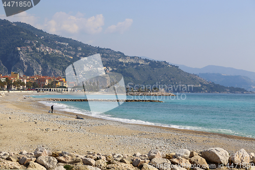 Image of Beautiful sea view of Menton on French Riviera