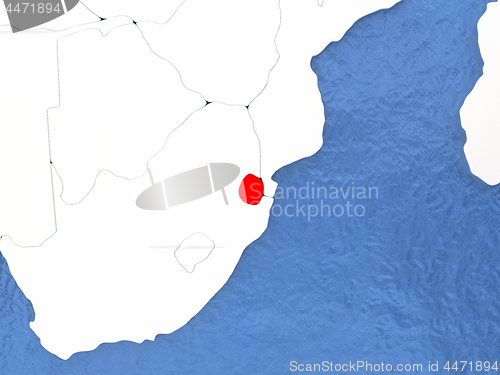 Image of Swaziland on globe