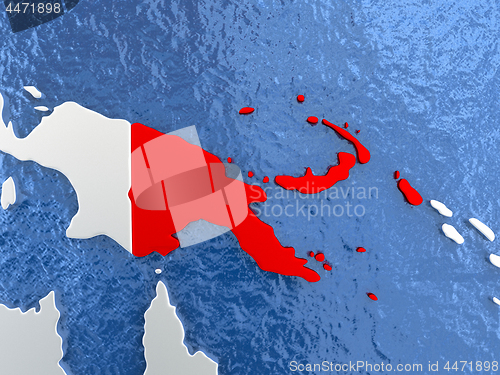 Image of Papua New Guinea on globe