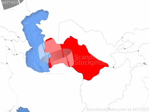 Image of Turkmenistan on globe