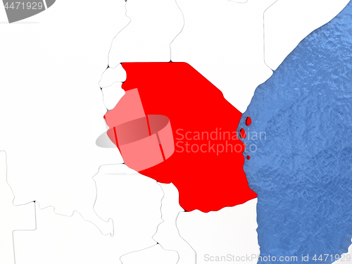 Image of Tanzania on globe