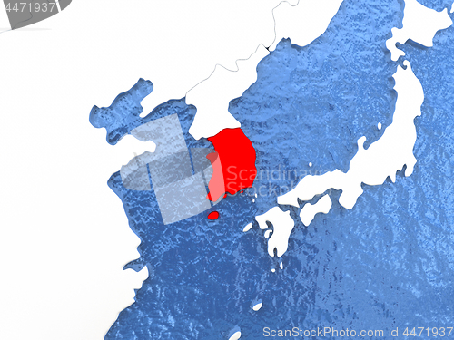 Image of South Korea on globe