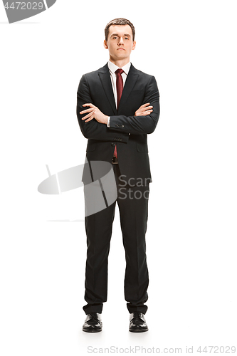 Image of Full body portrait of businessman on white